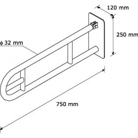 Madlo sklopné s úchytem na toaletní papír NEREZ lesklé  750 mm